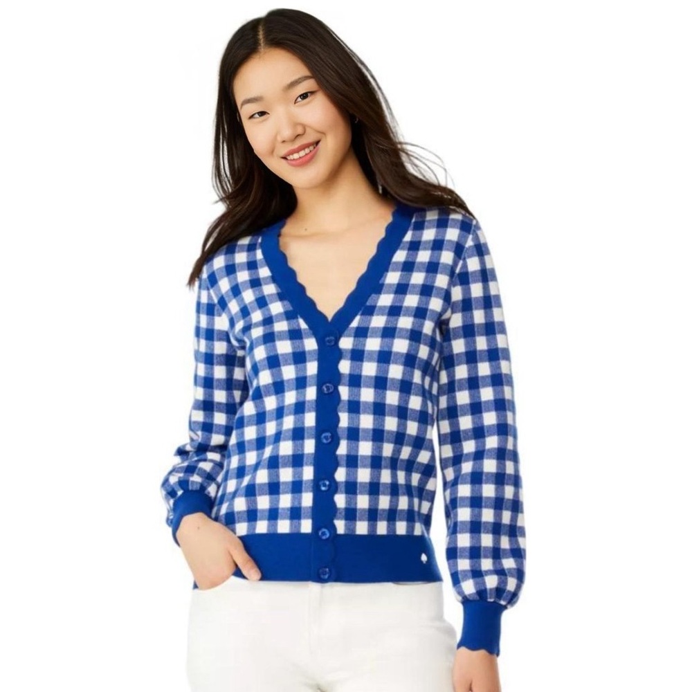 Kate Spade Gingham Scalloped Sweater
